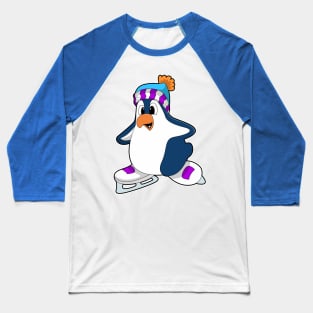 Penguin at Ice skating with Ice skates Baseball T-Shirt